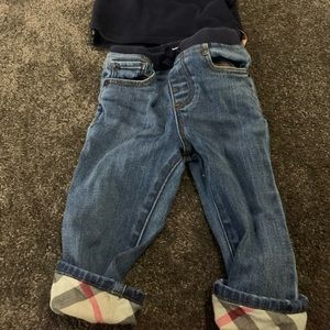 Burberry outfit jeans and shirt . Shirt 18 months pants size 12 months .
